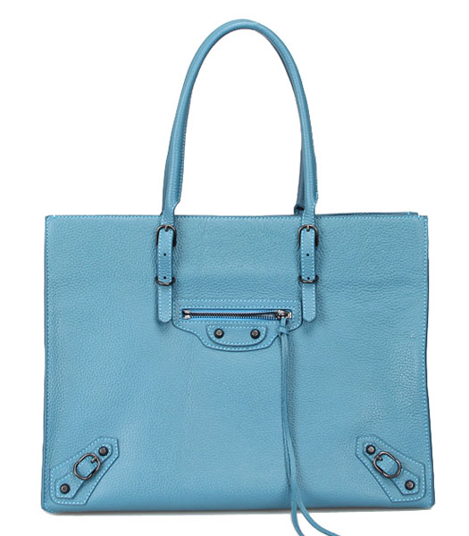 Balenciaga Tote Papier A4 Ligne Con Cielo Azzurro del modello del litchi Lea